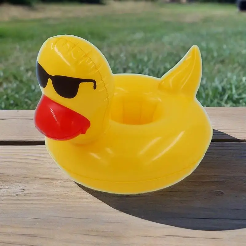 Pato brinquedos infláveis suporte de copo verão ao ar livre piscina praia festa água flutuante bebida copo titular óculos de sol pato modelo inflável
