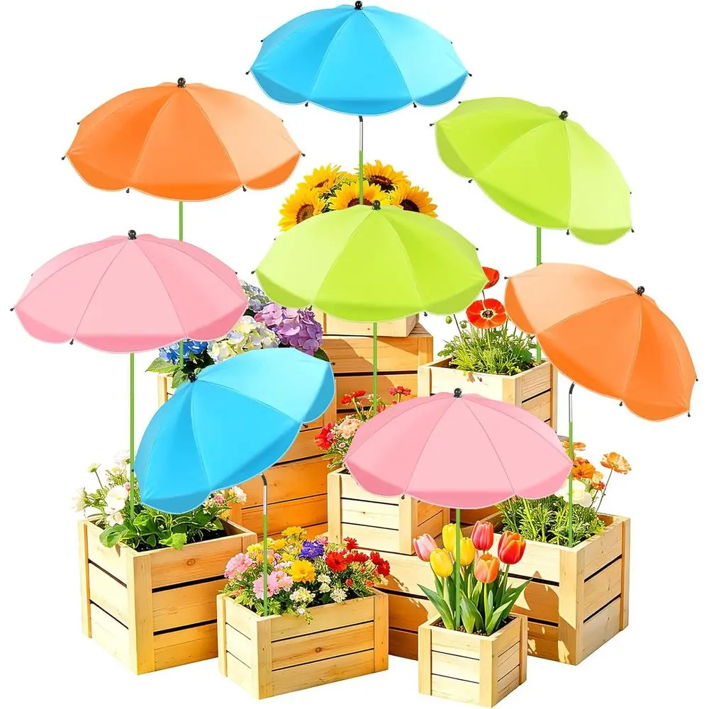 

Set of 8 Enhanced Garden Plant Umbrellas, 26 Diameter Shade, Adjustable Angle, 43.4 Tall for Potted Plants and Garden Beds