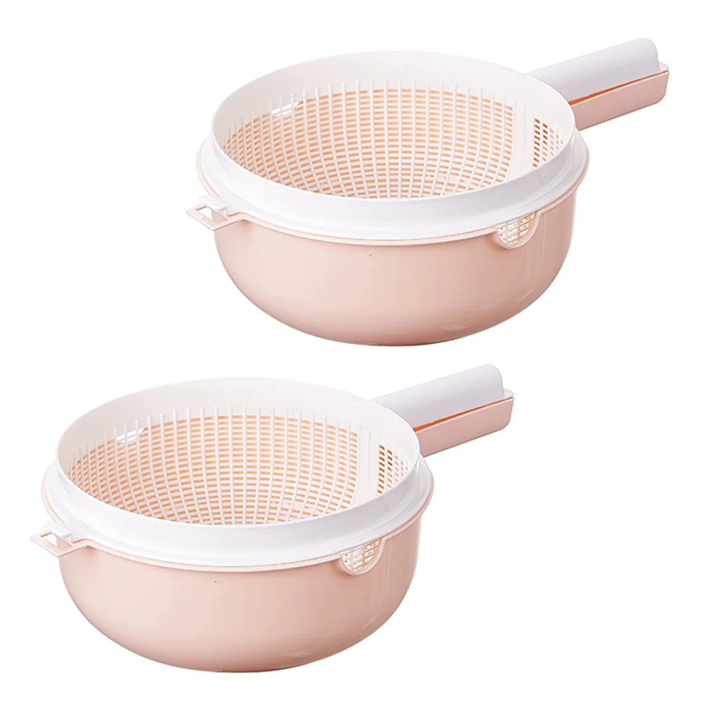 

2 Pcs Drain Basket with Handle Double Layers Washing Poratble Storage Rack Filter Collapsible Strainer Vegetable