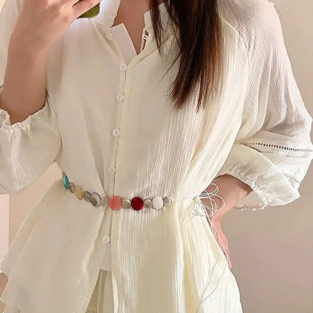 Fashion Bohemian Braided Belts Shell Beads Ethnic Style Headband Retro Small Flower Waist Chain Headband Accessories