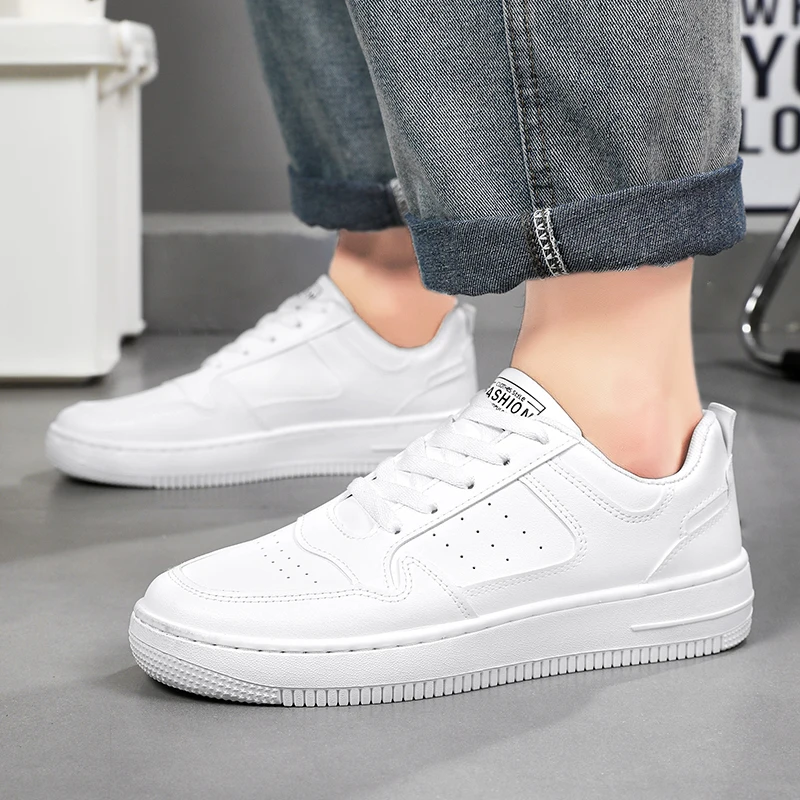 أحذية لوحة التهوية للرجال، أحذية بيضاء عصرية ومطابقة تمامًا، أحذية بوراد كاجوال، أحذية عصرية