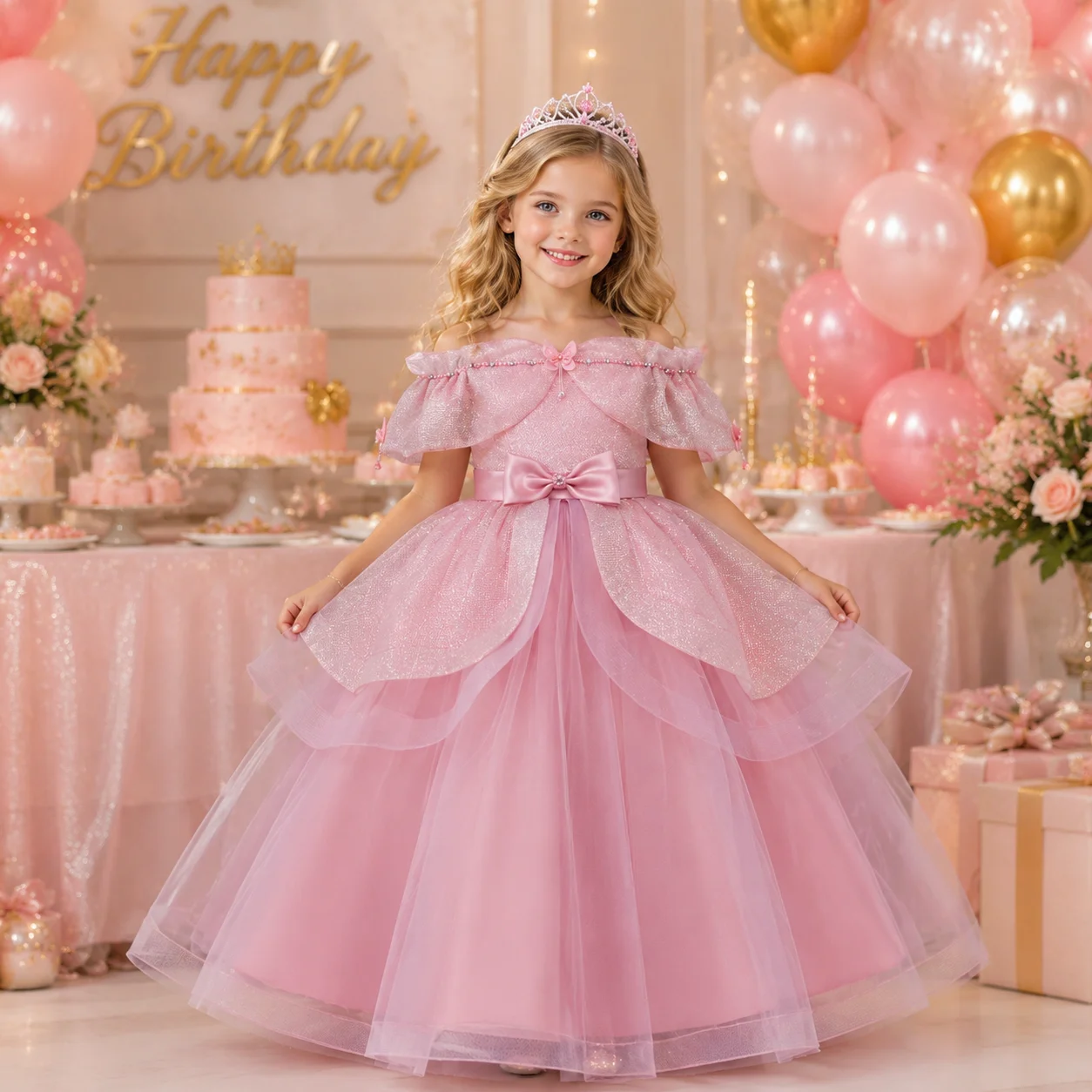 New Elegance Floral Flower Girl Dress Lace Flowers Sleeveless Princess Toddler Kids Wedding 1st Birthday Pageant Party Gown - view 2
