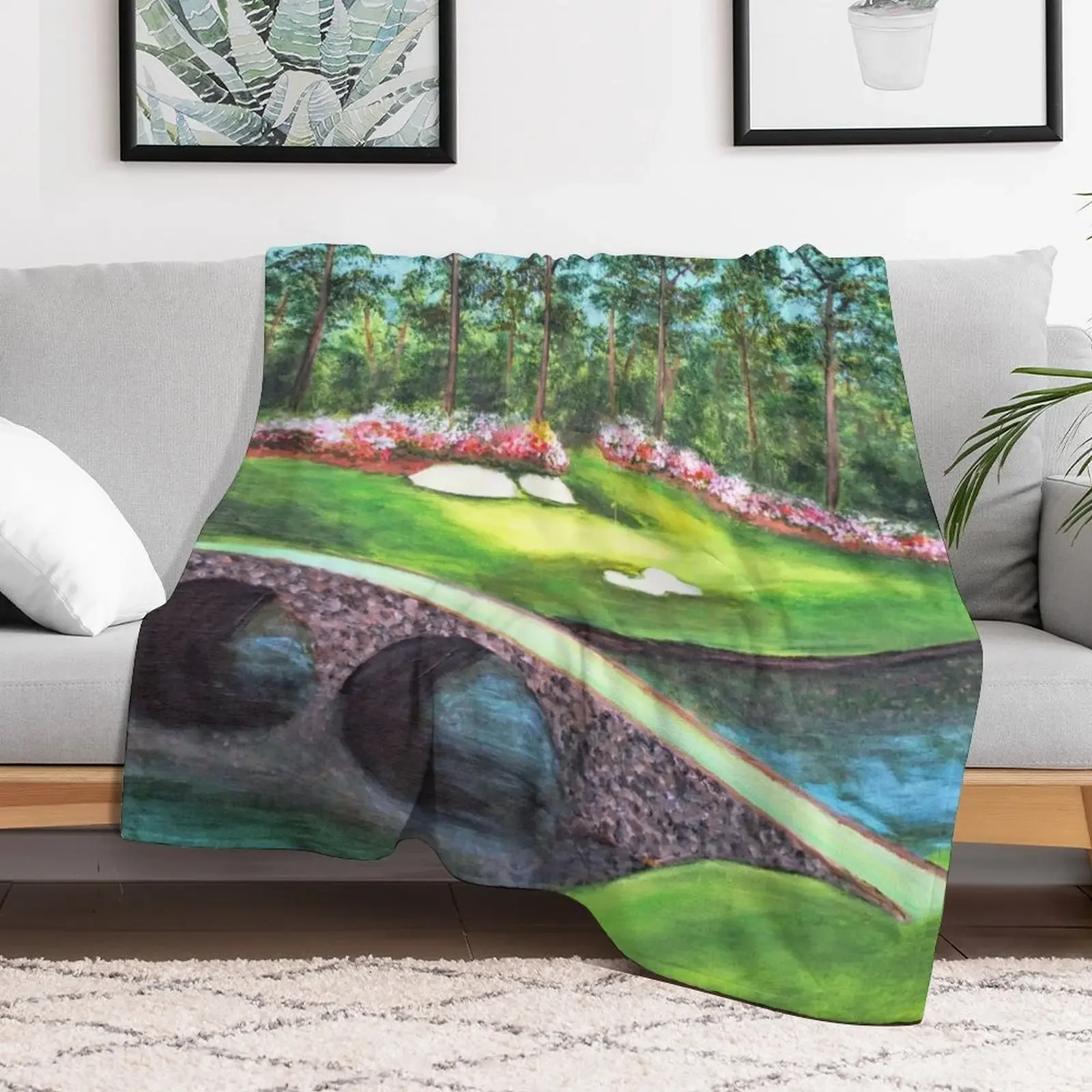 12th Hole At Augusta National Golden Bell Throw Blanket Soft Plaid Bed covers wednesday Blankets