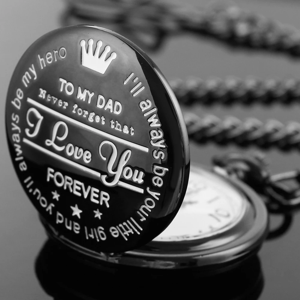 To My Dad جيب كوارتز فريد من نوعه لساعة Dad Fob وقلادة وسلسلة قلادة عتيقة لعيد الأب وعيد الميلاد وعيد الشكر