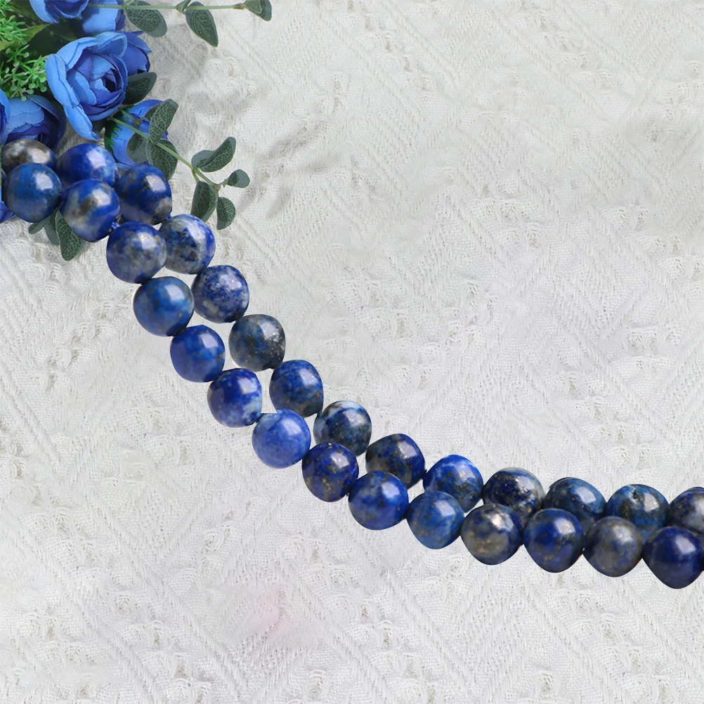 

1Set High Quality Lapis Lazuli Loose Beads About 92 Units Blue Colored Stone for DIY Stringing Craft Ornament Use
