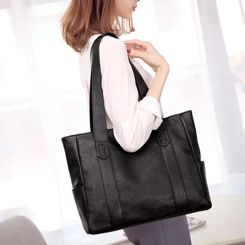 

2023 European and American Fashion Large Capacity Women's Bag Atmospheric and Simple Handbag Soft Leather Texture Tote Bag