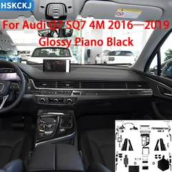 For Audi Q7 SQ7 4M 2016 2017 2018 2019 Accessories Car Black Plastic Interior Central Control Gear Door Trim Sticker Decoration