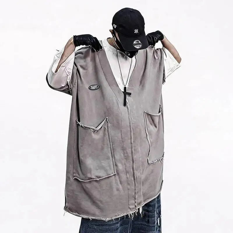 LUZHEN 2026 Summer Hip-Hop Trendy Original Fake Two-piece Oversized Short-sleeve T-shirt Men's Handsome Baggy Casual Tops JY7428