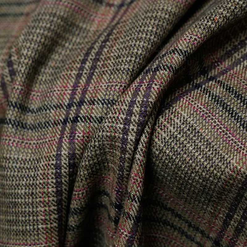 Redraspberry Japanese Plaid Yarn Dyed Wollen Wool Fabrics 100%Wool Material Autumn Women Jacket Sewing Cloth Tailor Freeshipping