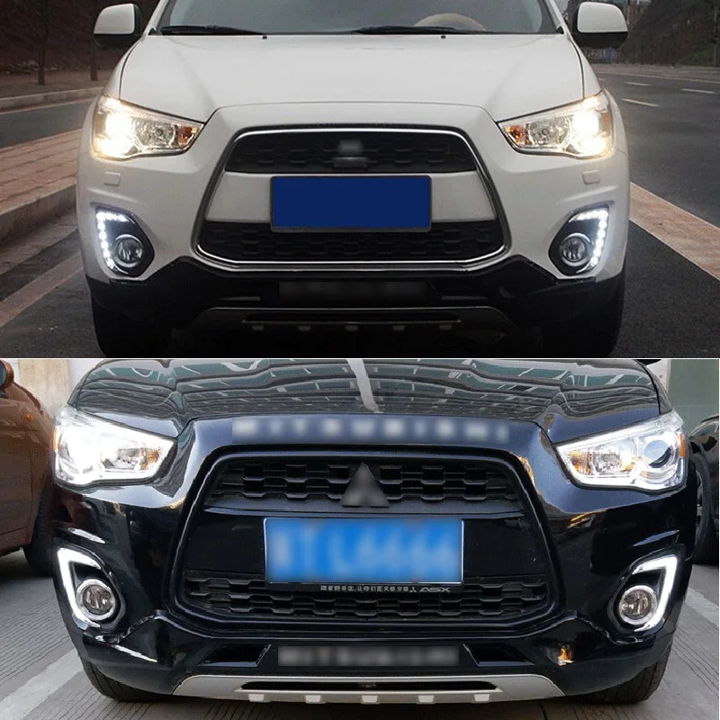 

Car LED DRL Daylights For Mitsubishi ASX RVR 2013 - 2015 Yellow Turn Signal Daytime Running Headlamps Auto Driving Lamp Foglamps