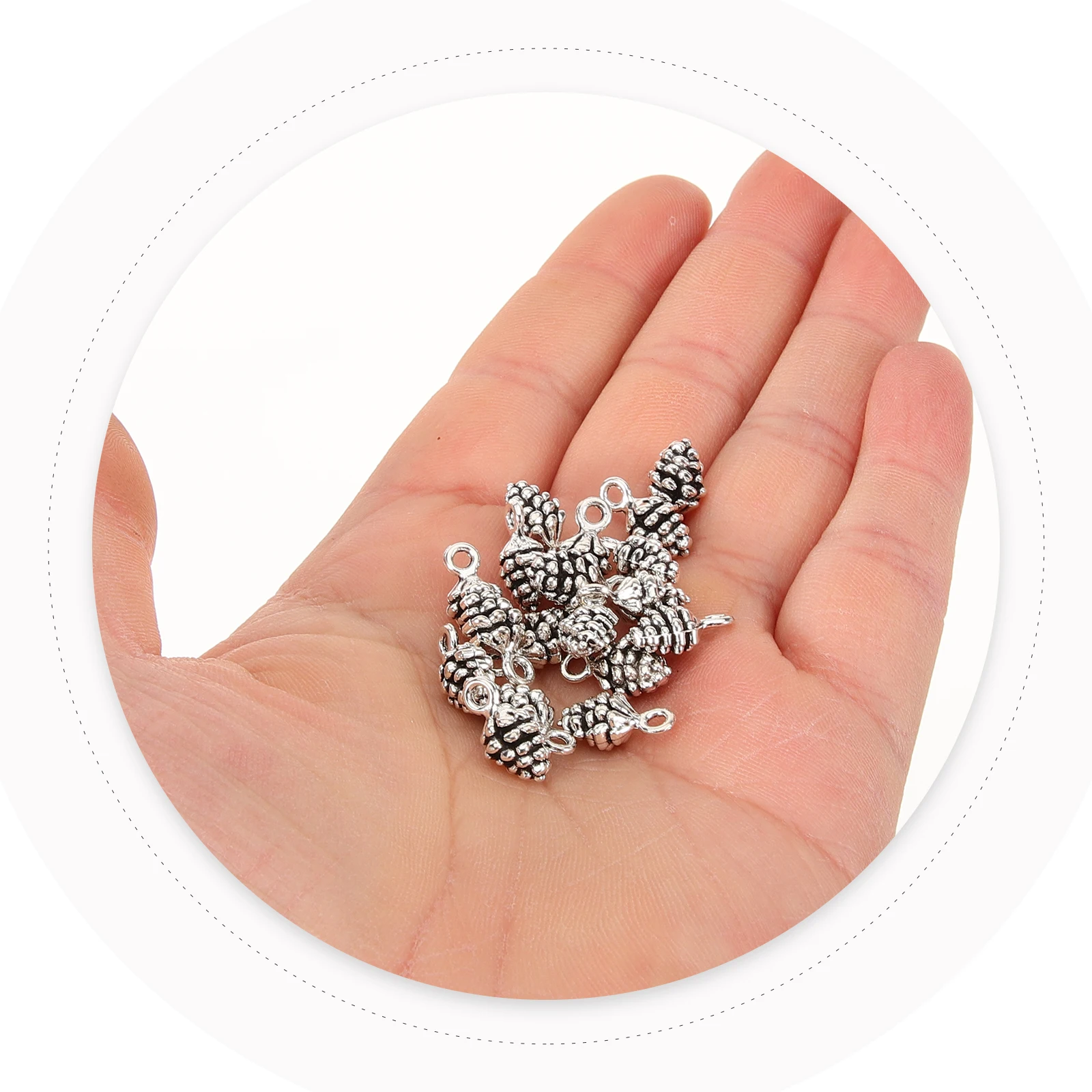 

Christmas Pine Cone Pendant Jewelry Making Cones Charms Silver for Crafts Pendants Brass Decoration