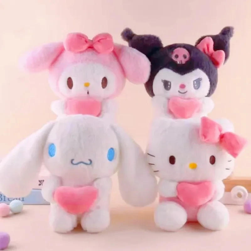Sanrio hello kitty kuromi travesseiro kt brinquedo de pelúcia 22cm meninas macio brinquedos de pelúcia coração minha melodia cinnamoroll coisas boneca presentes