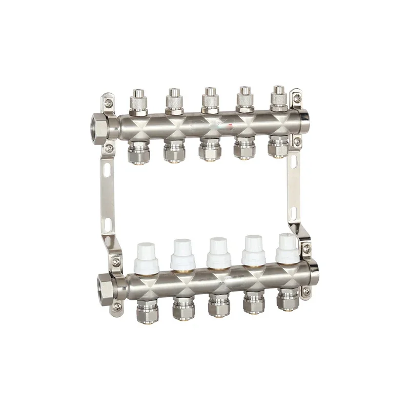 

PEX Manifold,4-Branch Stainless Steel Floor Heat Manifold Kit with 1/2" Adapters Included for Hydronic Radiant Heating