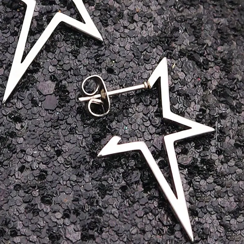 Harajuku Punk Big Star Earring Irregular Hollow Out Alien Metal Pentagram Ear Stud for Women Cool Girl Trend Y2K Jewelry NEW