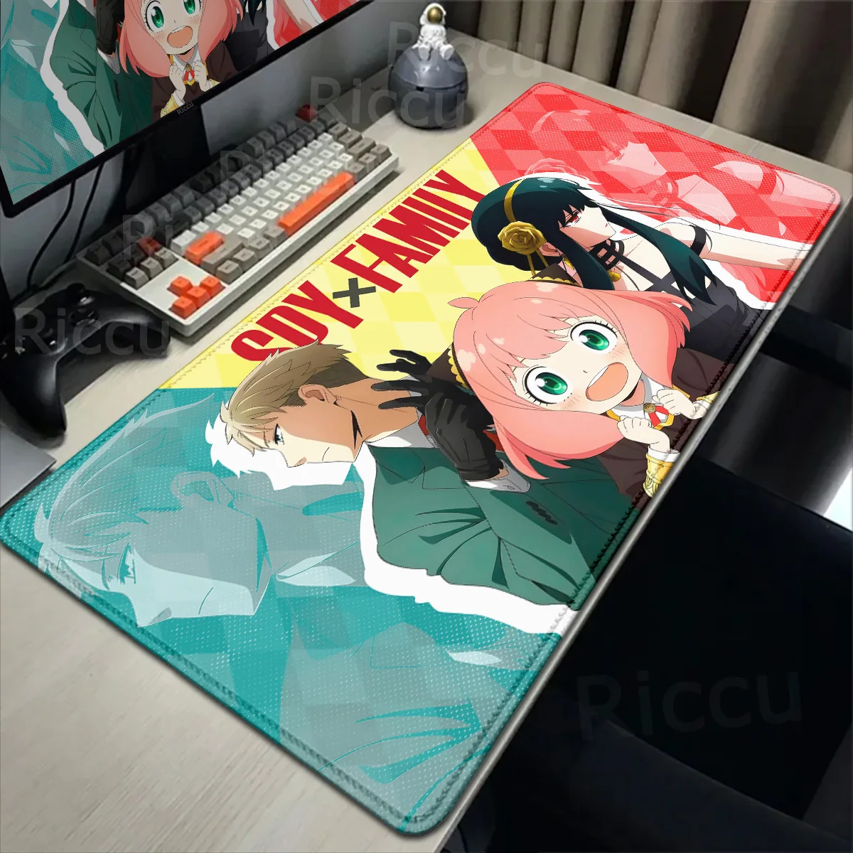 

XXL Anime Spy X Family Mausepad Kawaii Desk Mat Large Size Natural Rubber Anti Slip Mousepad 400x900mm Lock Edge Keyboard Carpet