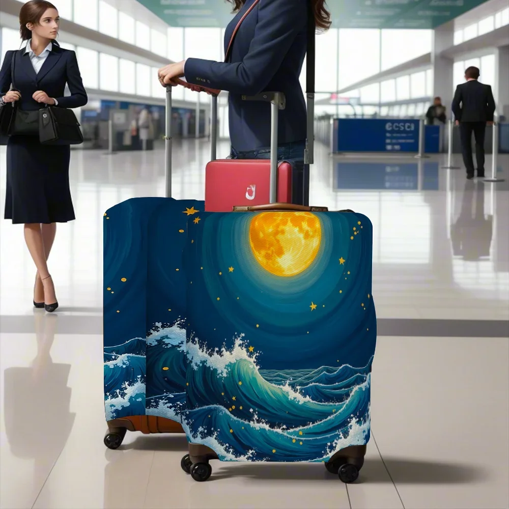 

Design with Moonlight Waves and Starry Night - Durable Scratch-resistant Suitcase Case Case for Travel, Hand/dry Cleaning