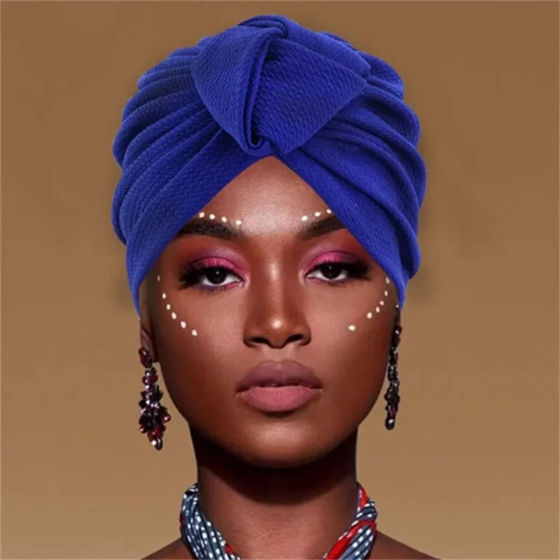 

Ethnic Solid Color Knot Turban Caps For Women Muslim Headwear Hijab Cap Islamic Head Wrap Turbante Bonnet Indian African Hat