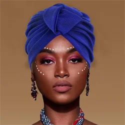 Ethnic Solid Color Knot Turban Caps For Women Muslim Headwear Hijab Cap Islamic Head Wrap Turbante Bonnet Indian African Hat