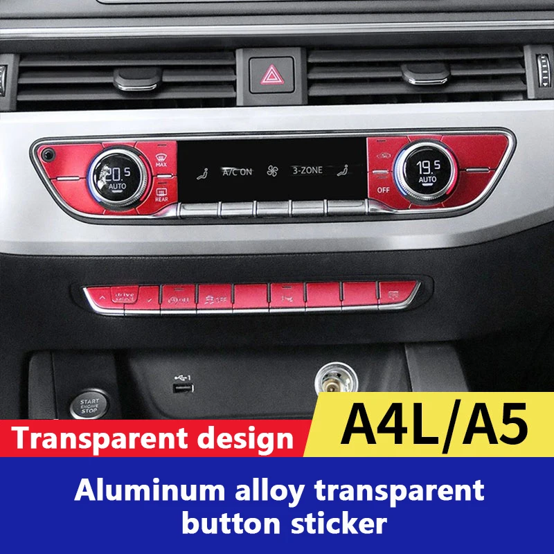 Car central control button decoration protection sticker For For Audi A4L A5 headlight switch air conditioning button sticker