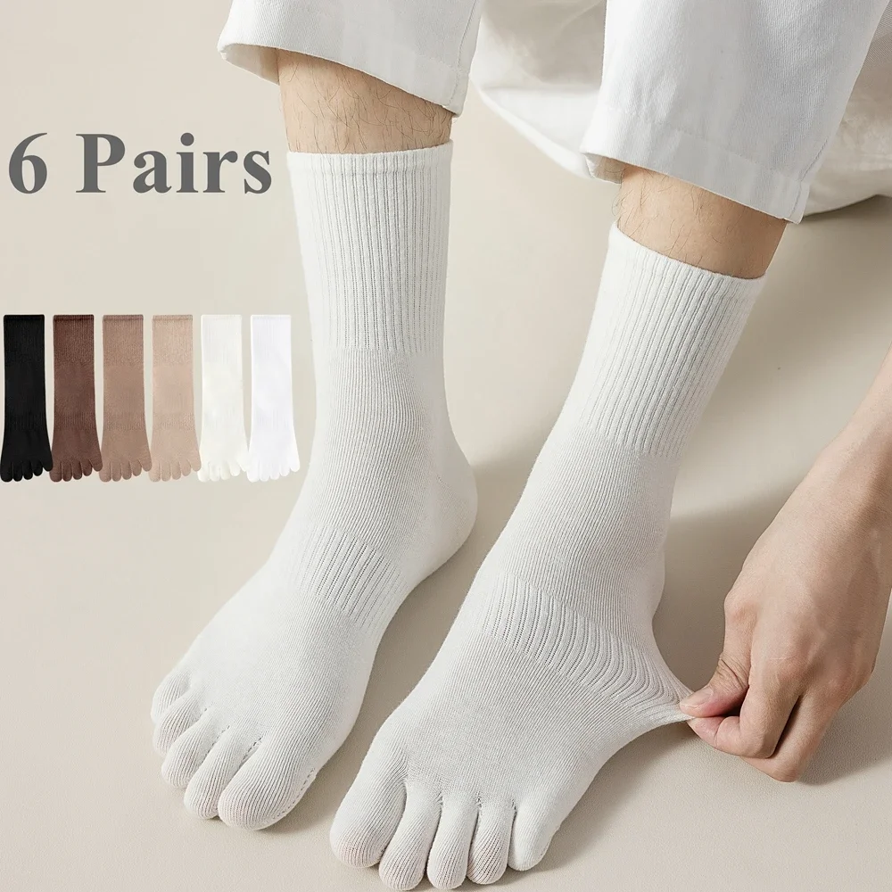 6 Pairs Men Socks with Separate Fingers Cotton Toe Socks Five Finger Running Yoga Sports Socks High Quality