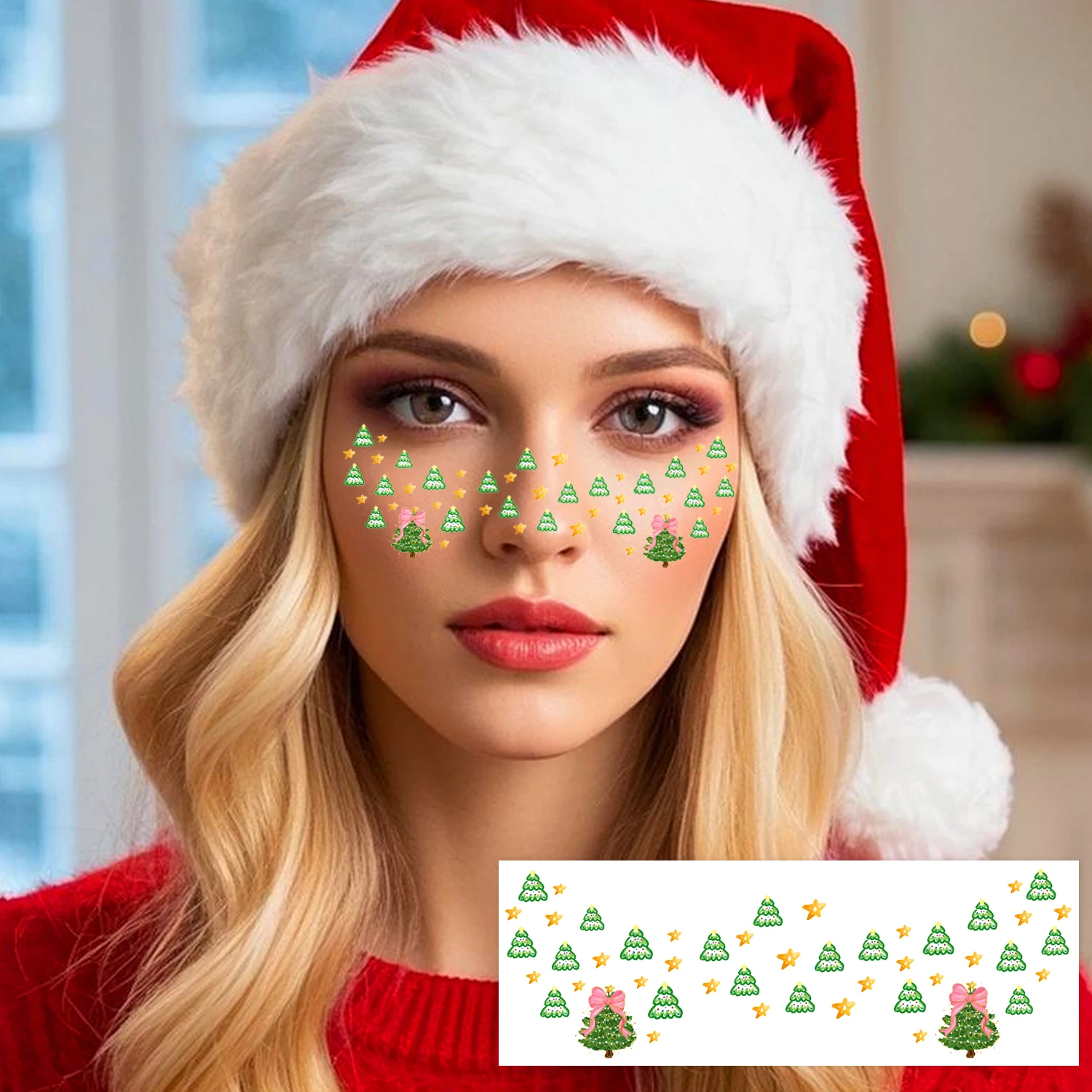 8 أوراق وشم مؤقت لنمش عيد الميلاد، مقاوم للماء وسهل الإزالة، طقم مكياج لحفلات عيد الميلاد، هدايا عيد الميلاد، جورب فيل
