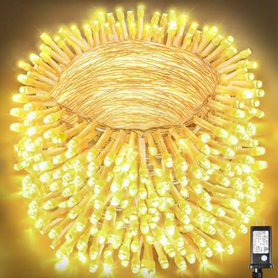 

328Feet 1000 LED Christmas Lights Outdoor Waterproof Christmas String Lights Indoor Clear Wire 8 Modes Plug in Twinkle Fairy St