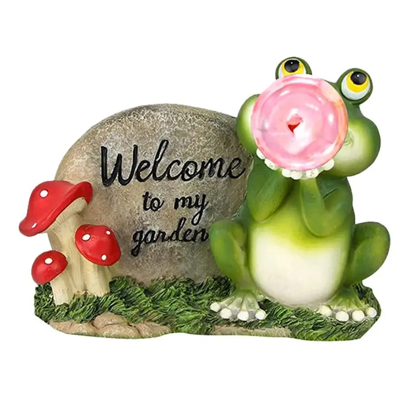 Solar Frog Garden Decor Frog Statue Solar Powered Garden Frog  Resin Garden Frog Statue Little Frog Garden Statue Figurines