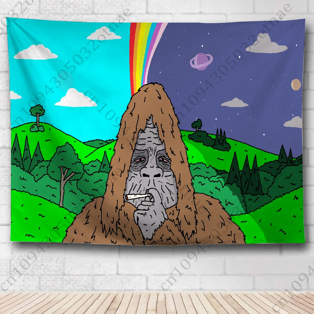 Sassy the Sasquatch Flag Tapestry Creative Pattern Photo Living Room Wall Art Tapestry Decor Party Outdoor Decorate Banners