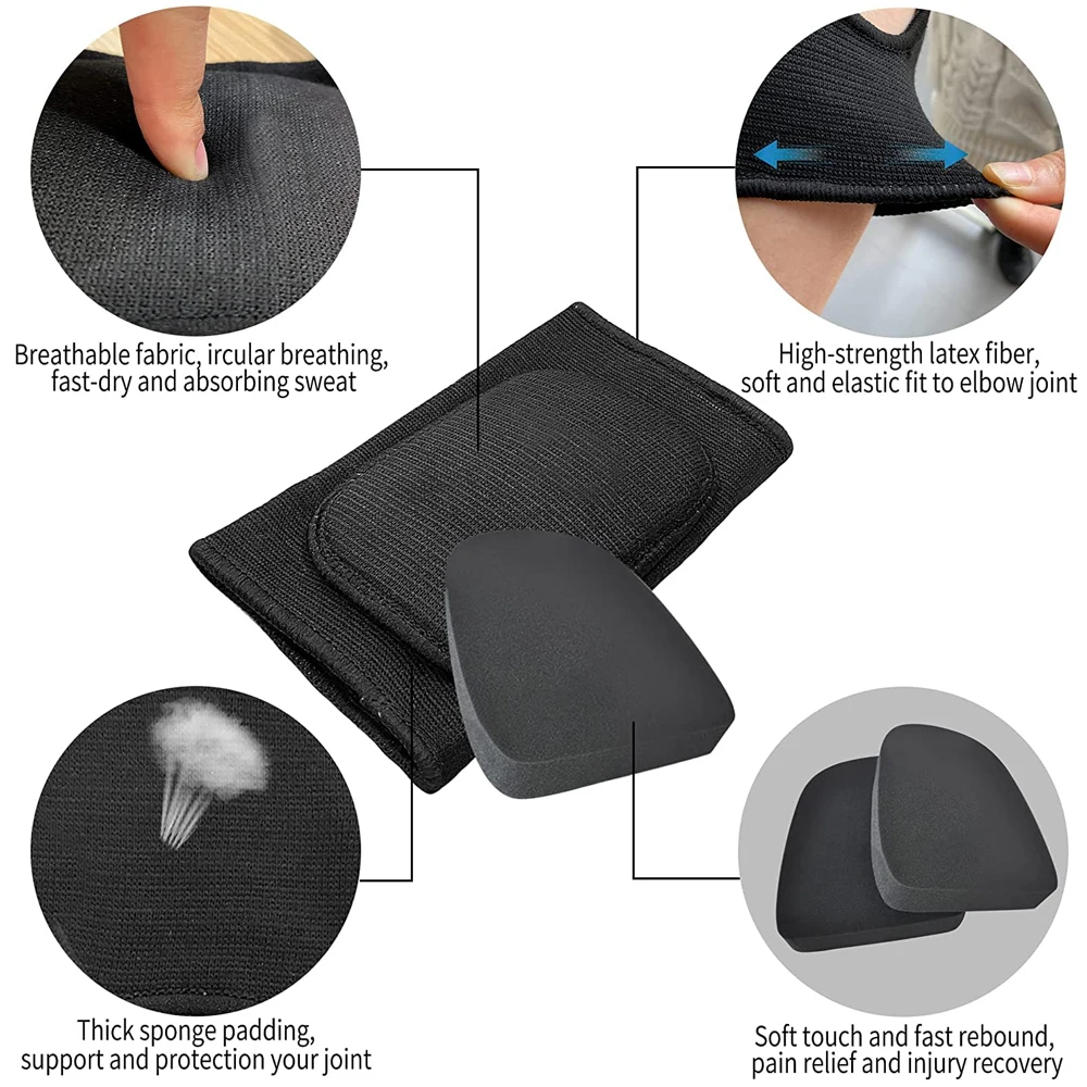 1Pair Compression Elbow Pads for Sports, Thick Sponge Elbow Brace Support, Non-Slip Breathable Elbow Sleeves for Basketball