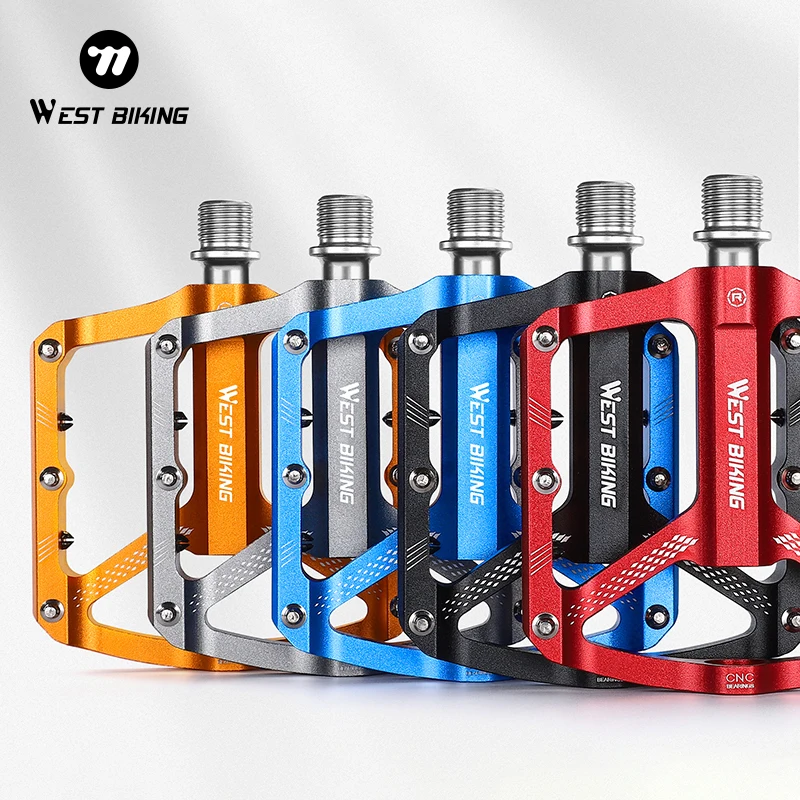 WEST BIKING Bicycle 3 Bearing Aluminum Alloy Pedals Lightweight Widen Anti-Slip MTB Road Bike Pedal Universal Bicycle Parts