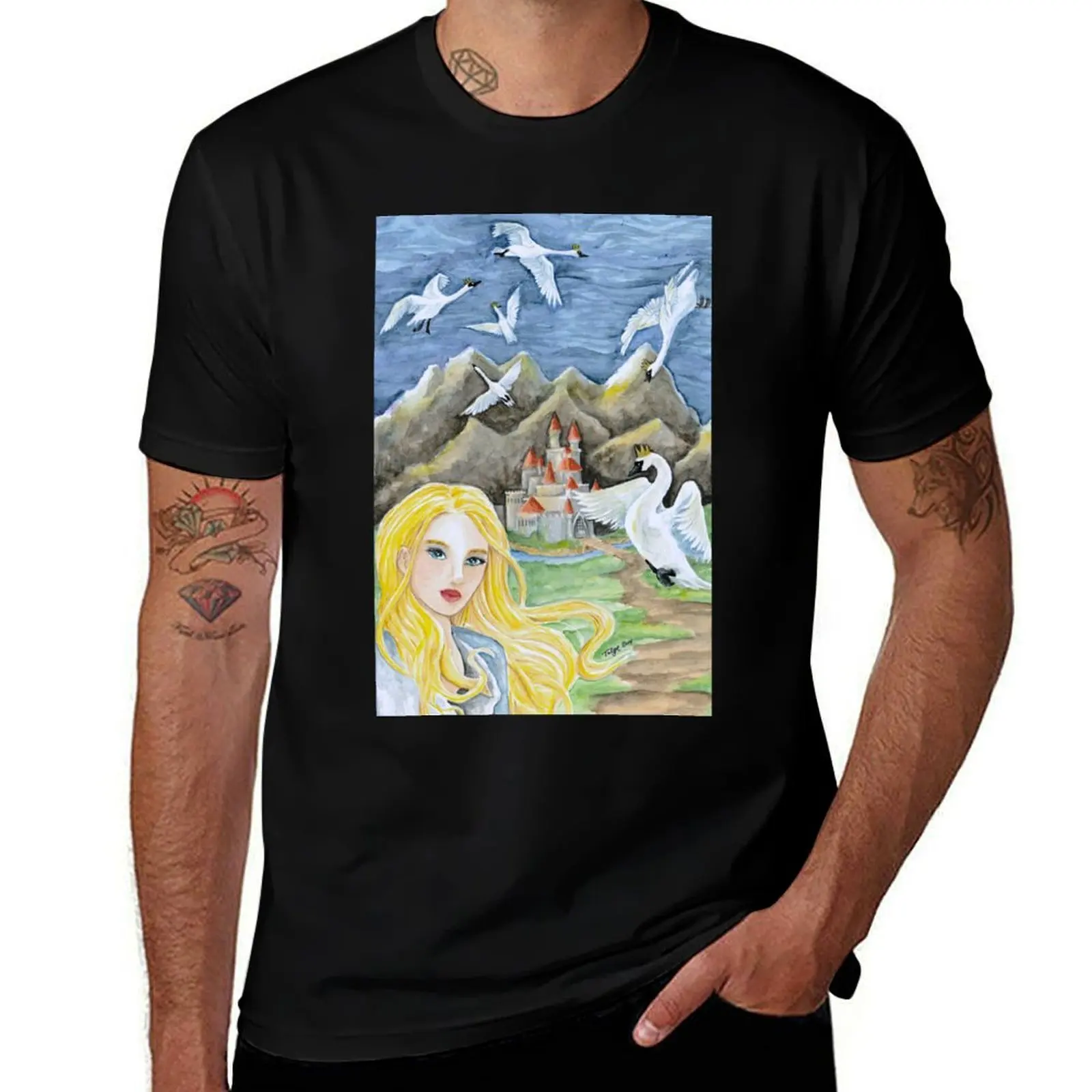 The Wild Swans T-Shirt All Match Basic Short Sleeve Top T-Shirt