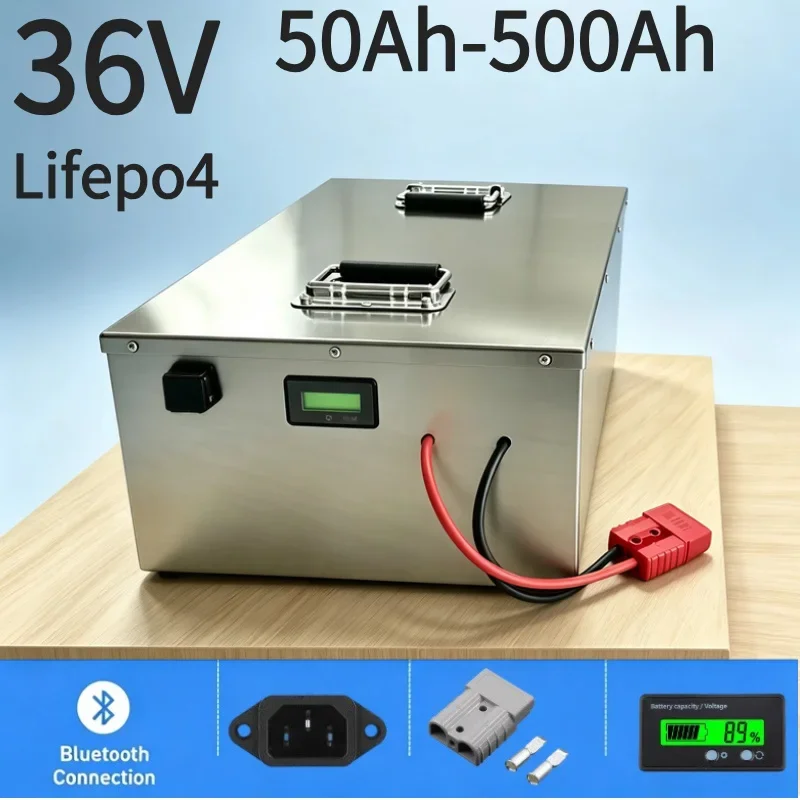 36V 50Ah-500Ah LiFePO4 Battery Pack 3000W Deep Cycle Lithium Battery BMS Protected for Golf Cart & Electric Vehicle