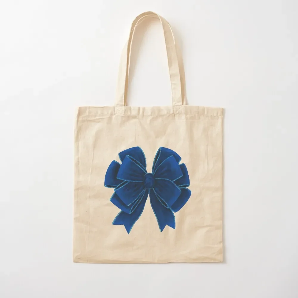 Dark Blue Velvet Bow Tote Bag Canvas bag for women Shopper Tote Bag