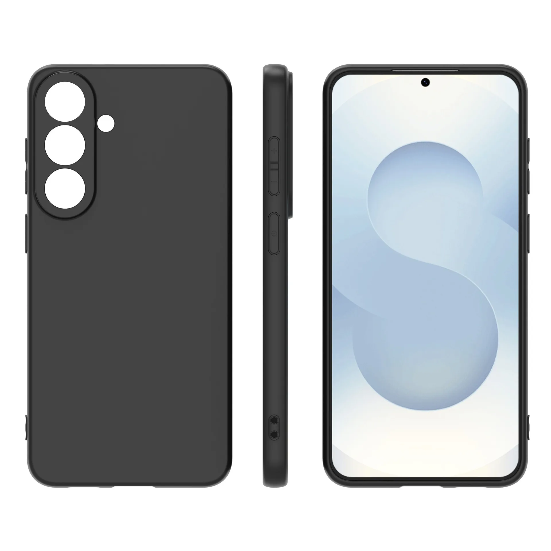 Case For Samsung Galaxy S26 Ultra S26+ S25+ S24+ S23+ S25 Edge S23 Plus S24 FE Black Matte Soft Silicone Cover Protective Coque
