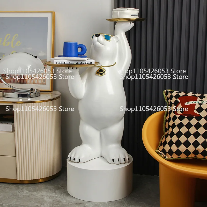 Creative large-scale floor-to-ceiling ornaments, tray storage next to the sofa in the living room, home decoration,
