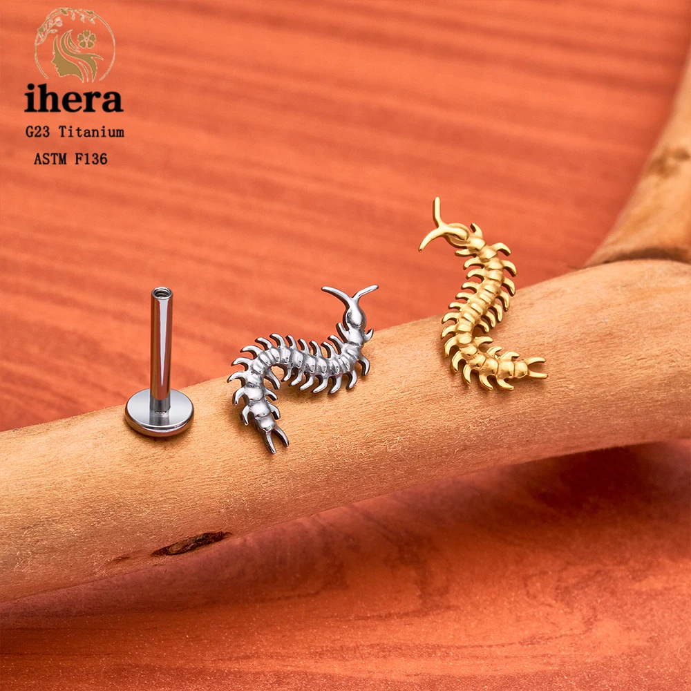 ASTM F136 Titanium 16G Gothic Centipede Bat Cartilage Earring Punk Flat Back Labret Ear Stud Helix Conch Tragus Piercing Jewelry