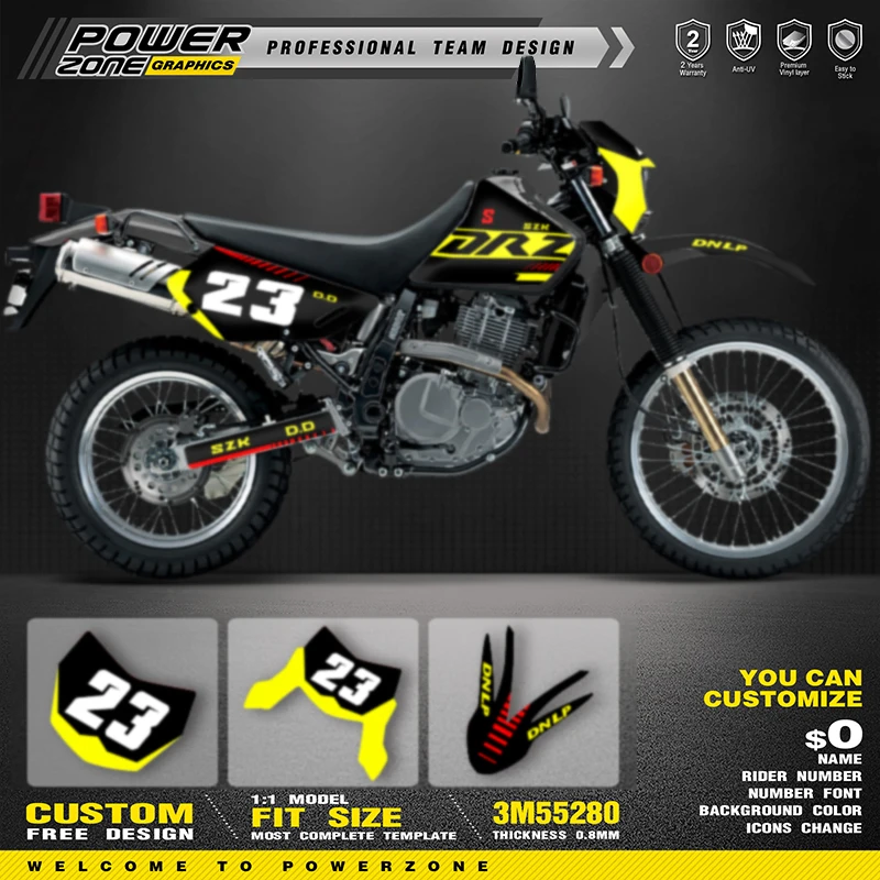 

PowerZone пользовательские графические наклейки для команды SUZUKI DR650 1996-2014 2015 2016 2017 2018 2019 2020 2021 наклейка 006
