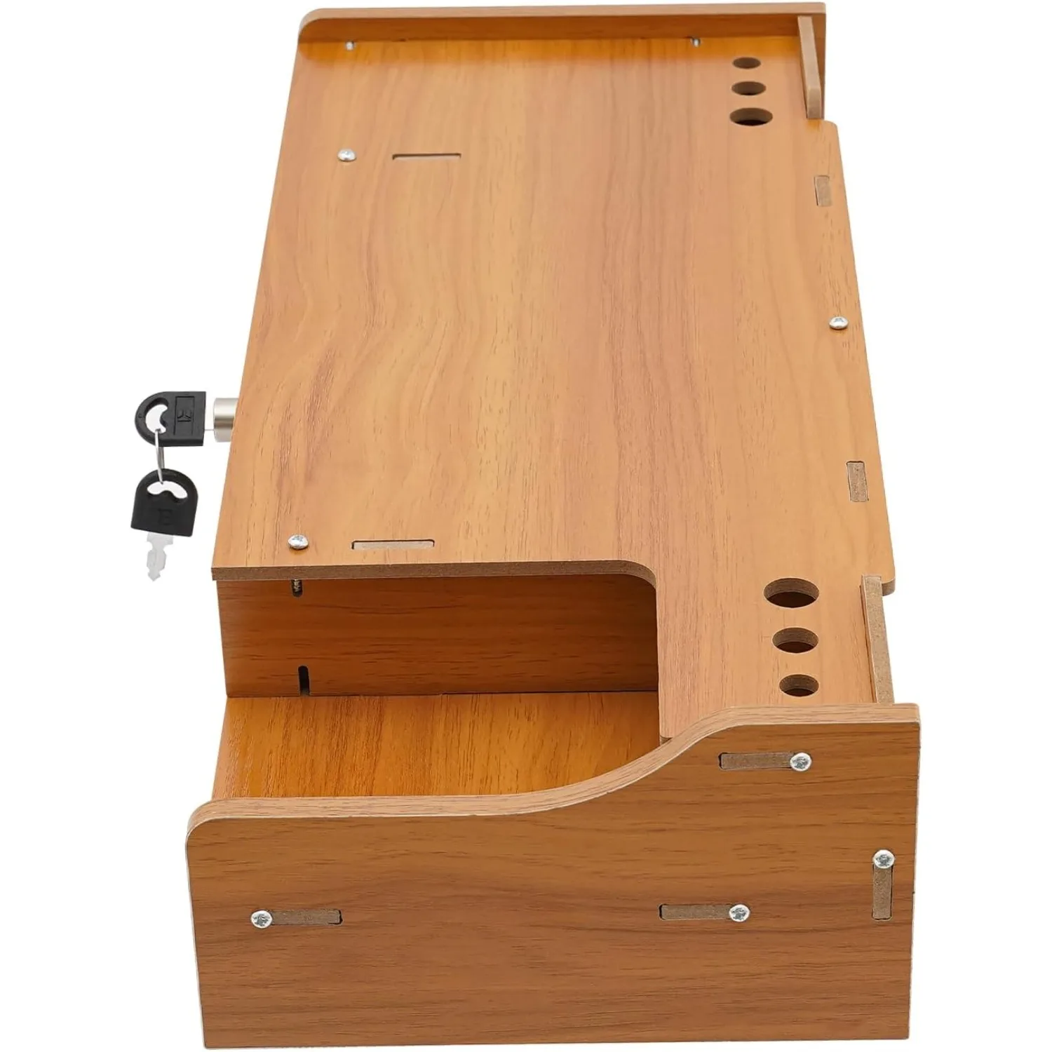 حامل شاشة الكمبيوتر، رف الكمبيوتر مع درج قابل للقفل، حامل شاشة، مكتب كمبيوتر خشبي قابل للتعديل لسطح المكتب