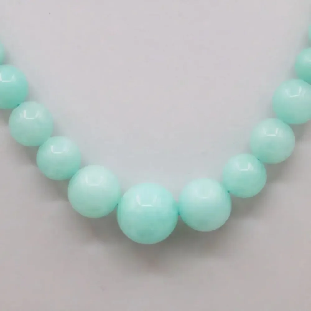 Blue Amazonite Lucky Stone Tower Necklace Chain Earring Sets Round Beads Fashion Jewelry Party Gifts Accessories 15inch 6-14mm