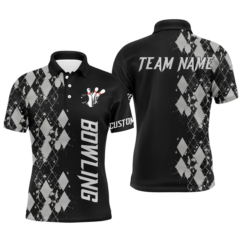Fashion Bowling Graphic Polo Shirts For Men Trend Summer Custom Name Team Name 3D Printed Team Uniforms Casual Lapel Button Tees