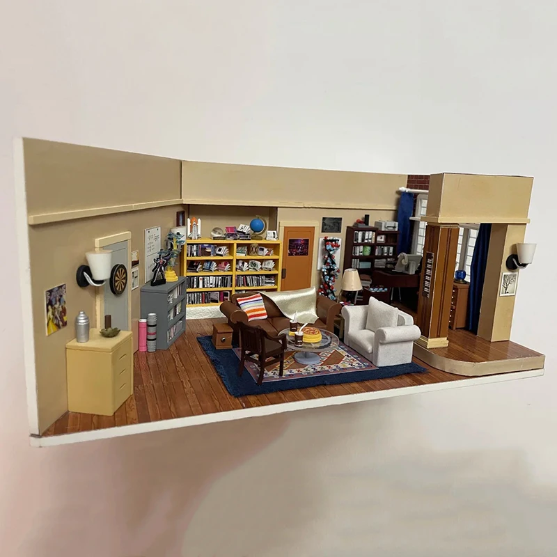 

DIY Wooden Friends Sheldon's Apartment Cottage Doll Houses Miniature Model Kits Dollhouse with Furniture for Girls Birthday Gift
