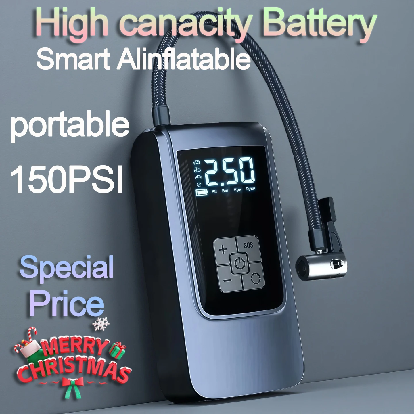 150PSI Mini Car Air Compressor,Electric Motorcycle Air Pump,Portable Smart Digital Bicycles Air Pump,Equipped with a 300lm lamp