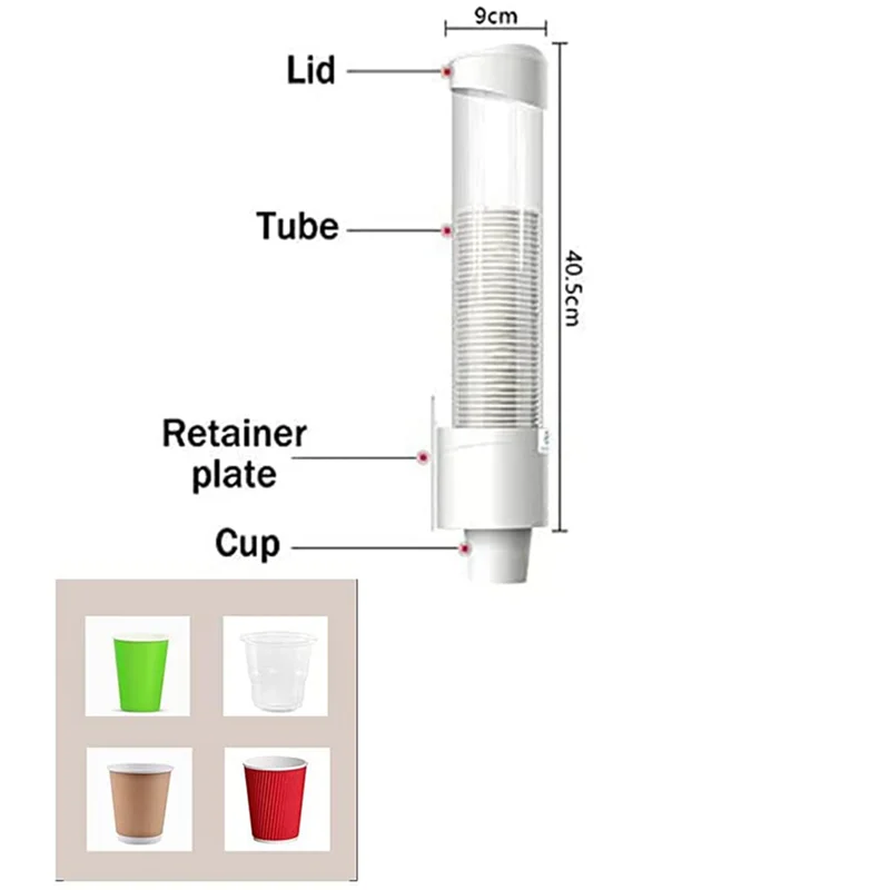 AS60-4X Cup Dispenser, Cup Holder Fits 3Oz - 7Oz Flat Bottom Or Cone Cups Water Cups Dispenser Wall Mounted Bathroom