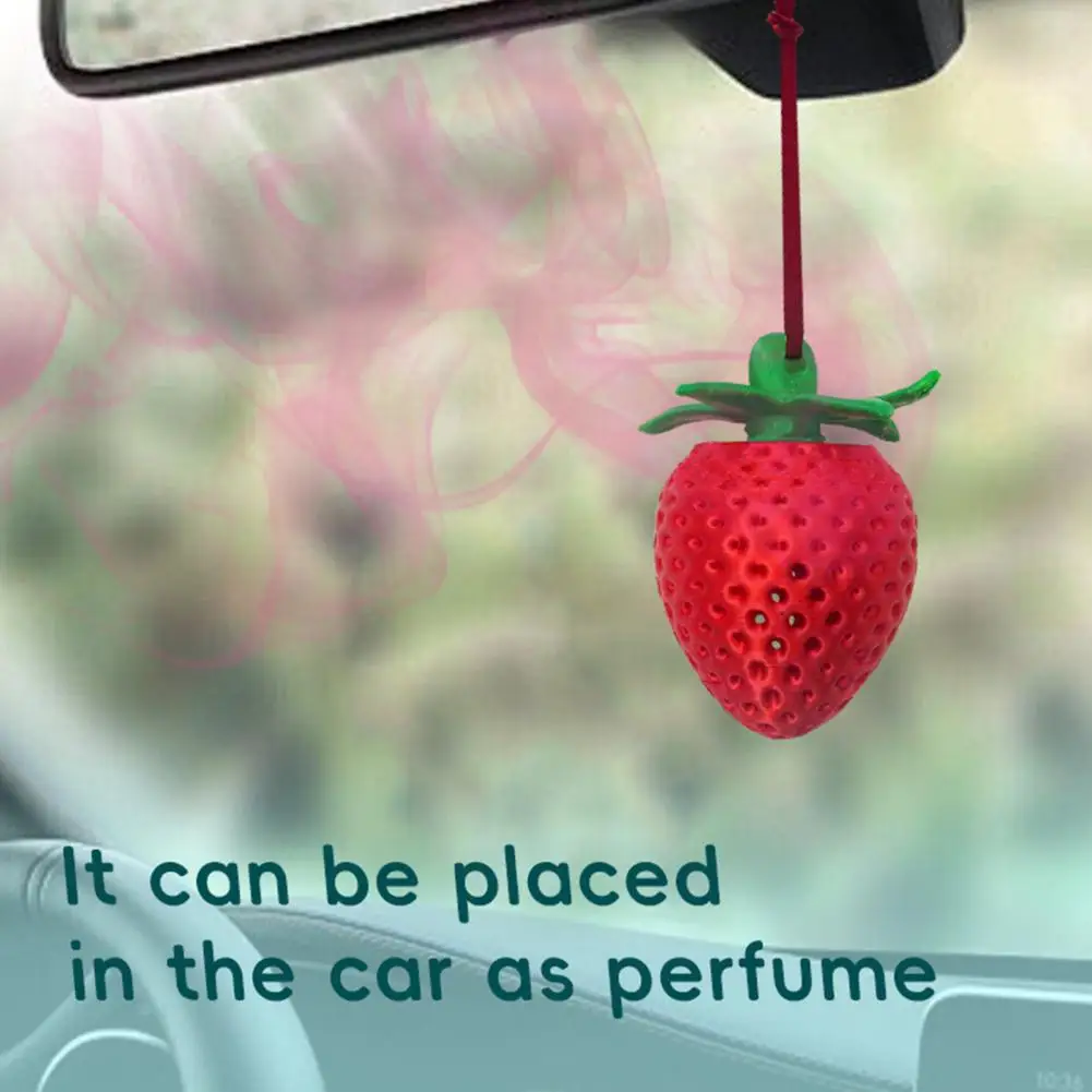 

Strawberry-shaped Car Ornament Car Air Freshener Cute Hanging Diffuser With Cologne Scent Adjustable Vent Clip Car Supplies