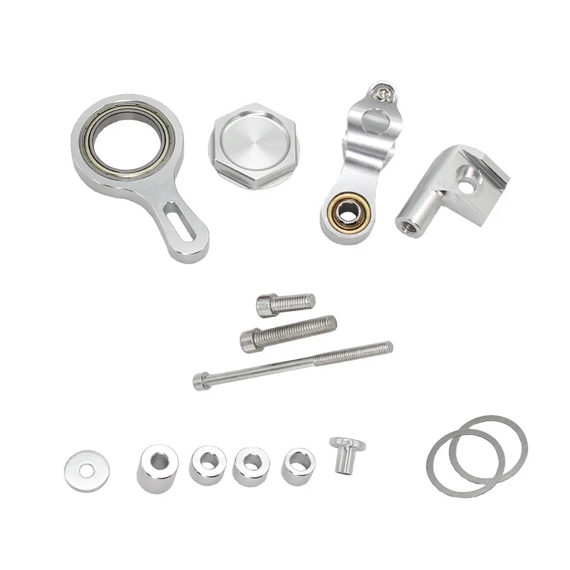 พวงมาลัยรถจักรยานยนต์Stabilizer DamperยึดสนับสนุนชุดสําหรับYAMAHA YZF R1 2002-2017 YZF R6 2006-2020 Silver-AS55