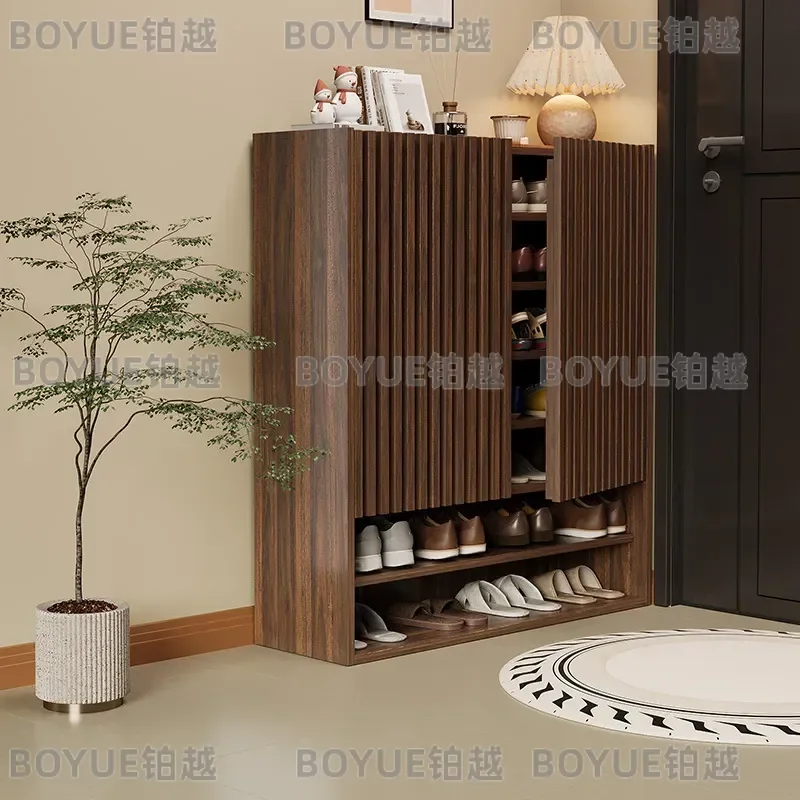 for Solid Wood Shoe Cabinet Entry Door Storage Household Porch Integrated Large Capacity Explosion Proof Log Wind Shoe Rack