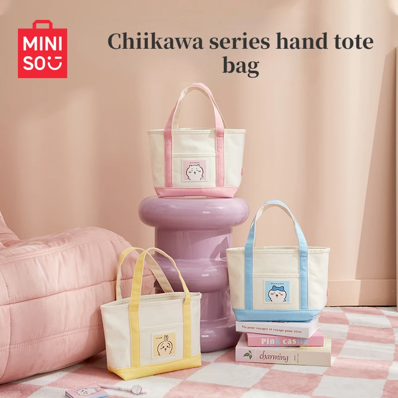 MINISO Cartoon Chiikawa Series Hachiware Versatile Portable Hand Tote Bag Usagi Large Capacity Style Portable Tote Bag Female