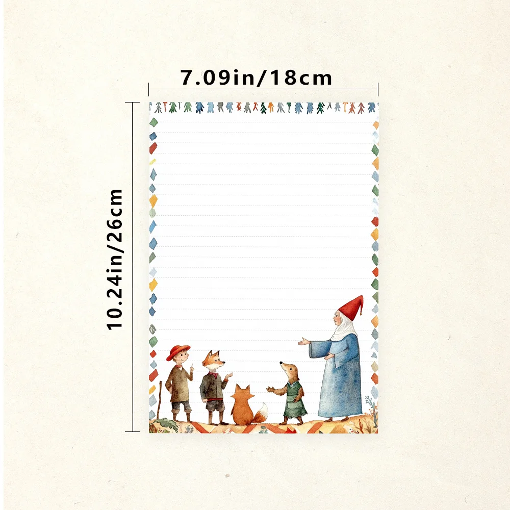 30 Sheets, B5 Fun Fairy Tale Themed Writing Paper, Lined, No Glue, Perfect For Notebooks, Memos, And Stickers