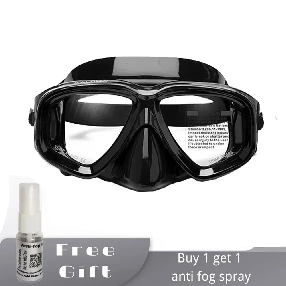 RX Prescription Optical Suba Diving Mask Myopia -1.0 to -8.5 Tempered Lens Anti-fog Free Dive Goggles  freedive