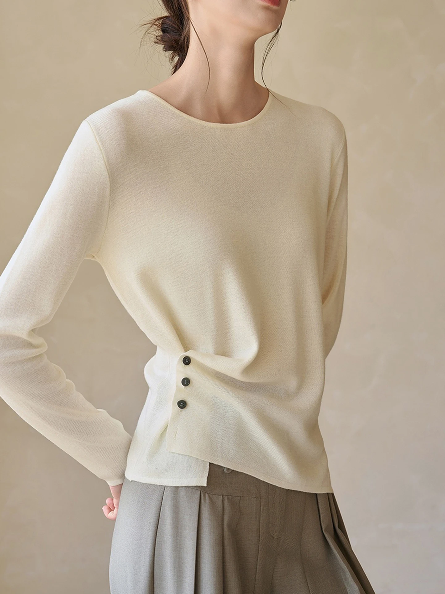 Haut tricoté rond Ne Long Sve, doux pour la peau, couche de Base décontractée pour femmes, irt, nouvelle collection automne